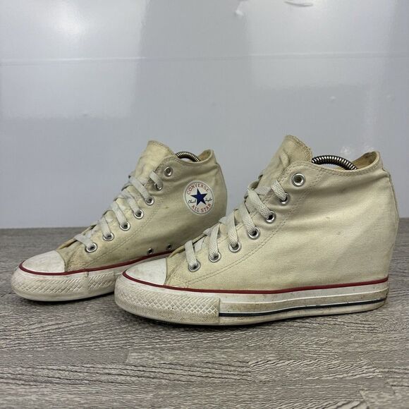 Converse Chuck Taylor Lux Wedge Hi Womens 10 White‎ Canvas All Star Platform - Picture 1 of 6